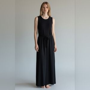 Louise Kennedy Elegant Black Sleeveless Wrap-Around Apron Dress